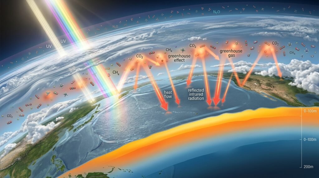 Greenhouse gases causing heat to enter the ocean