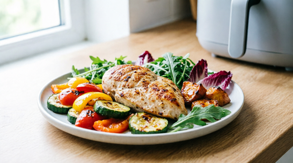 Healthy air fryer recipes with chicken and vegetables