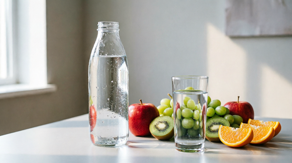 Drinking water regularly as part of daily wellness habits
