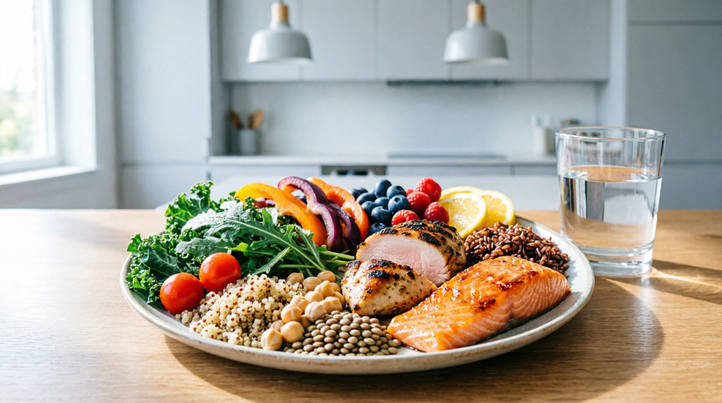 Nutritious healthy foods for a balanced daily wellness routine