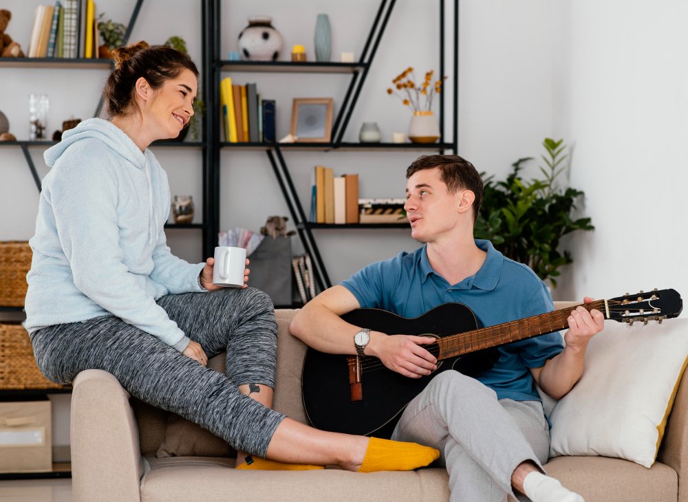 Couple practicing active listening during a meaningful conversation