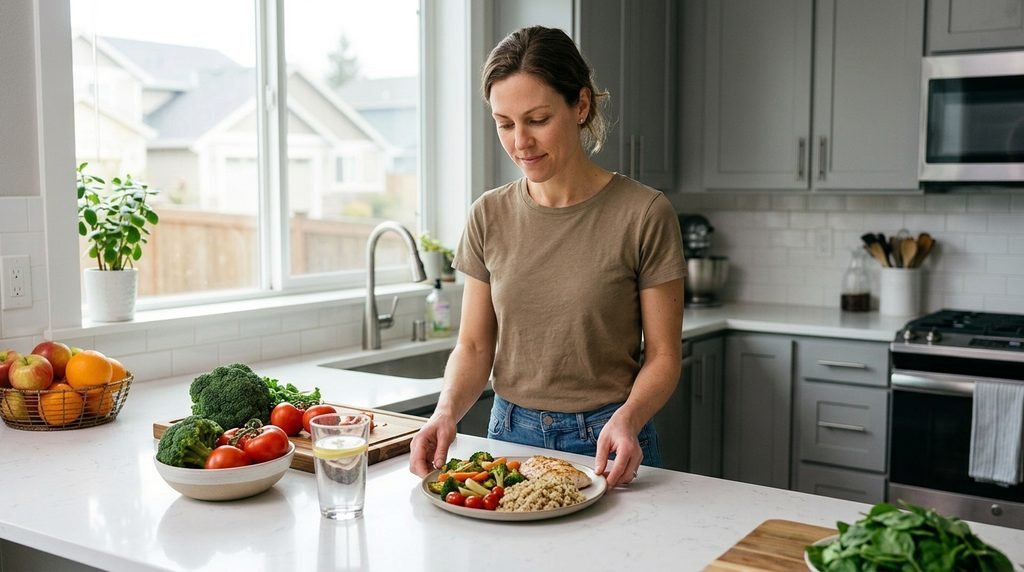 Healthy habits for practicing portion awareness with a balanced meal