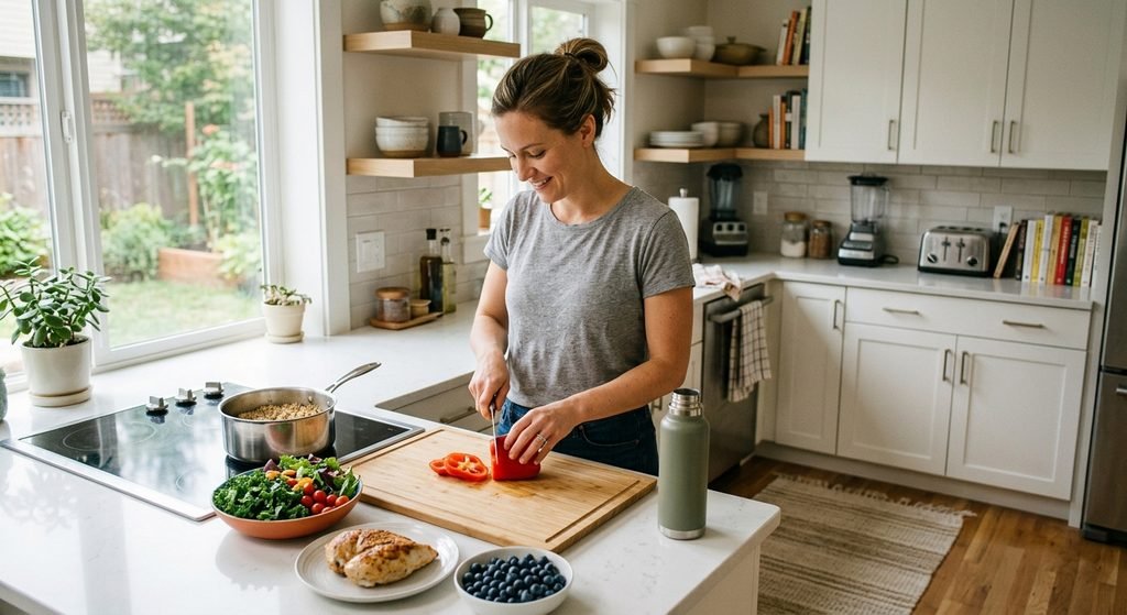 Healthy habits including nutritious food and daily wellness