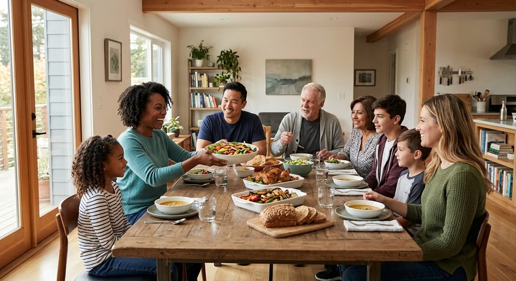American family and friends building strong social connections
