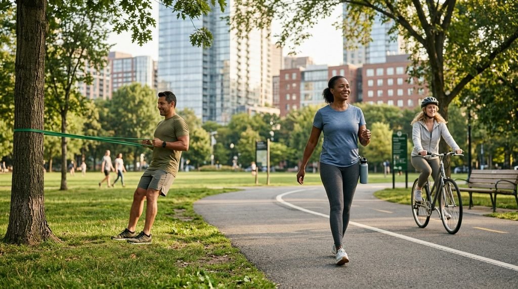 American adults staying active through walking and exercise