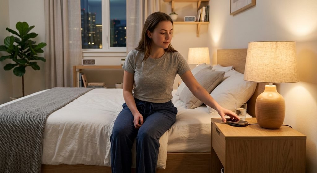American adult following a healthy bedtime routine