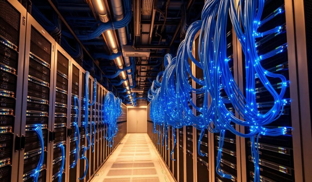 GPU servers and computing hardware inside a modern AI data center