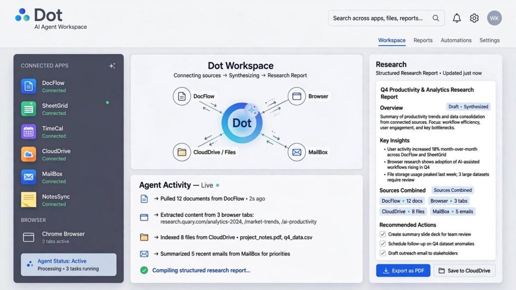 OpenAI Dot working inside its own cloud computer
