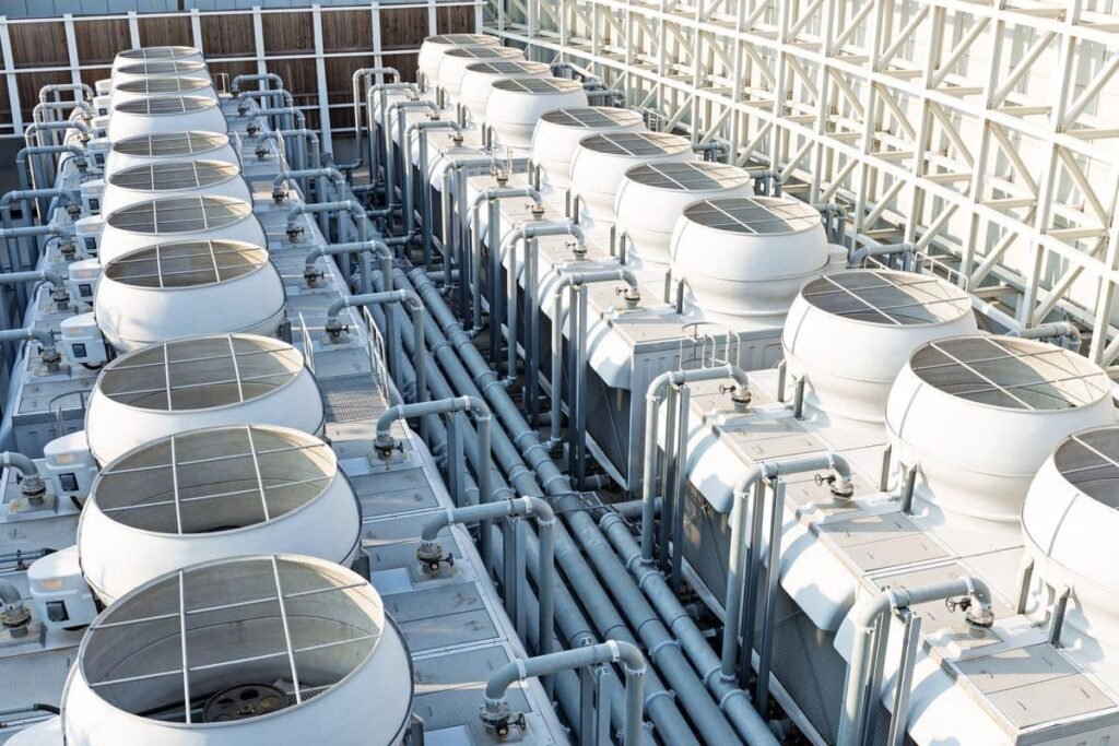 Advanced cooling systems used in AI data centers to manage server heat